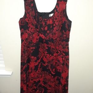 Red and black floral dress